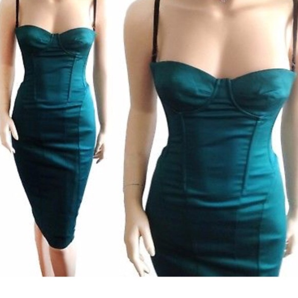 Dolce & Gabbana D&G teal corset zip dress sz. 46
